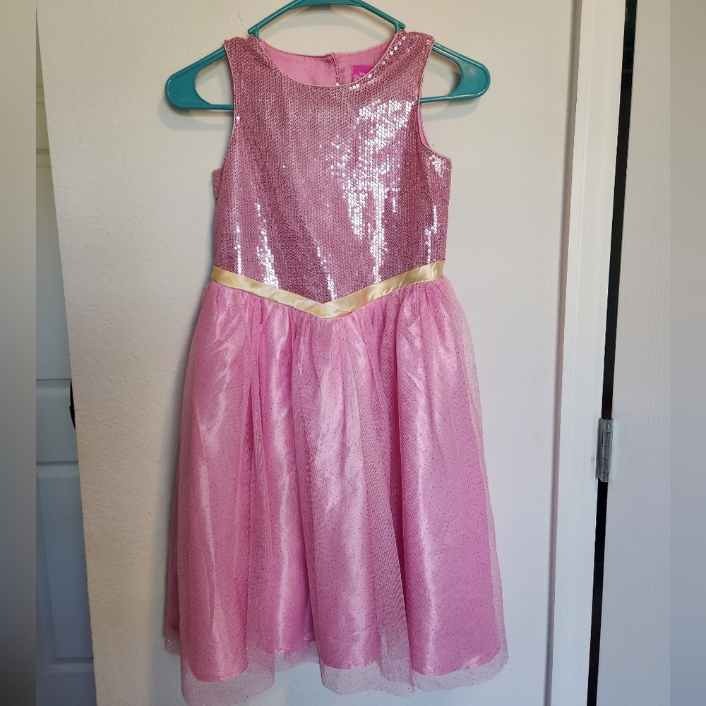 Avon Disney princess Aurora party dress size 7/8 sequins top multi layer bottom - Picture 3 of 13